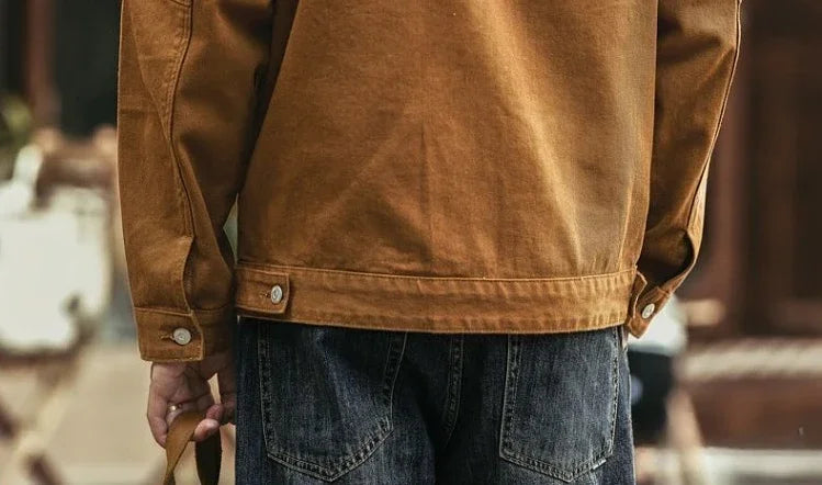 Cowboy Coat for Men Button Autumn Loose New In Denim Jackets Man Size L Japanese Retro Fashion Cowgirl Elatic Low Cost Clothing