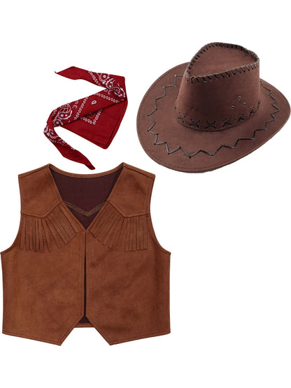 Costume de Cowboy Occidental pour Enfant, Déguisement de Cowgirl, Jeu, Interface West, ixd'Halloween, Cosplay, Ensembles de 4 Pièces, Performance sur Scène Trempée