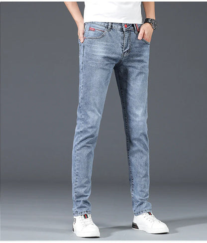 Jean skinny homme polaire hiver chaud uni coréen tendance slim pantalon denim homme épaissi extensible coupe crayon vêtements homme