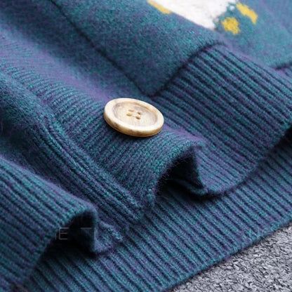 Women Winter Knit Sweater Coat V Neck Sheep Cardigans Christmas Sweaters Warm Knitted Sueter Mujer Loose Long Sleeve Jacket
