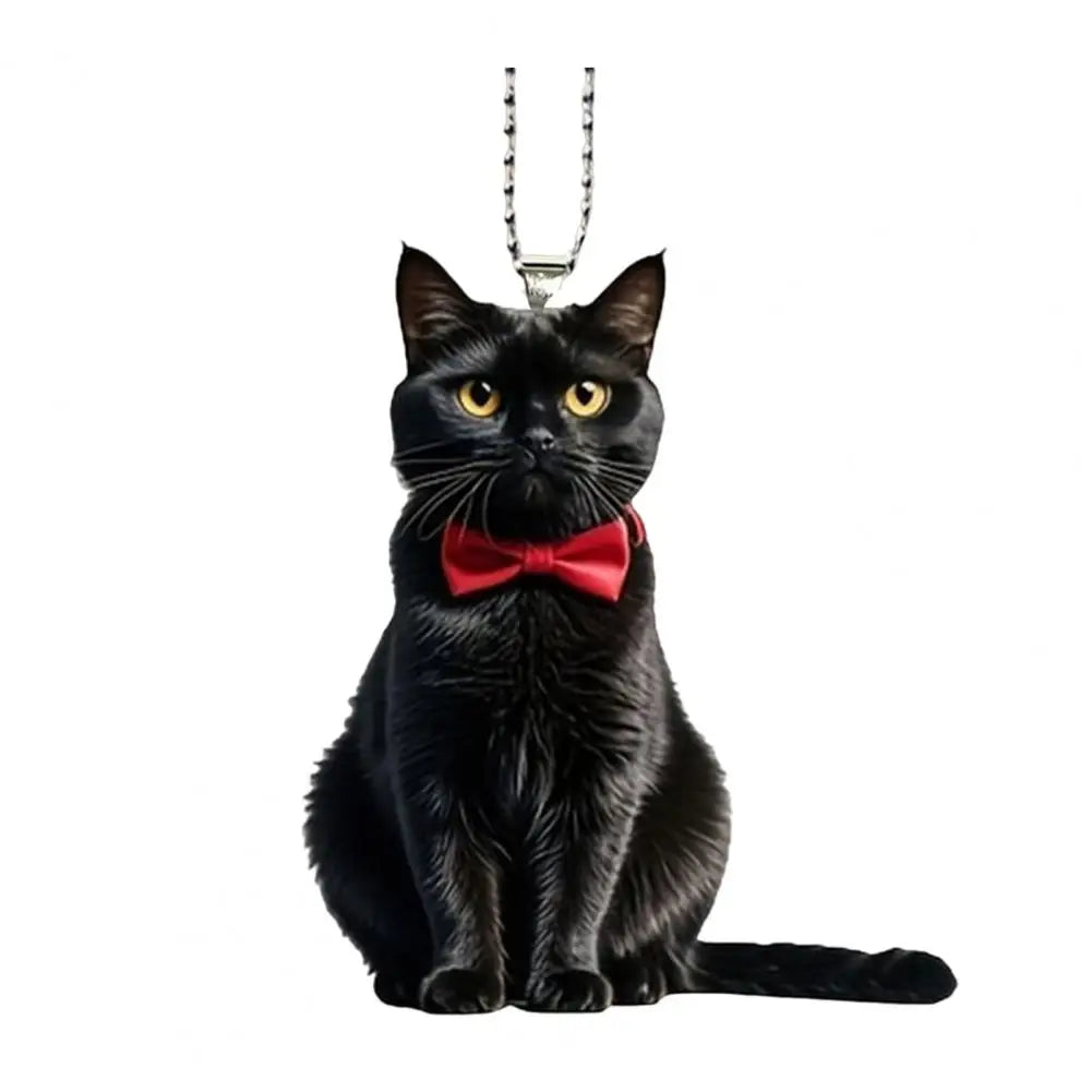 Pendentif Chat en Acrylique Décoration Suspendue avec Cordon Facile à Accrocher Breloque Ornement pour Rétroviseur Intérieur Accessoire Décoratif de Voiture 2D
