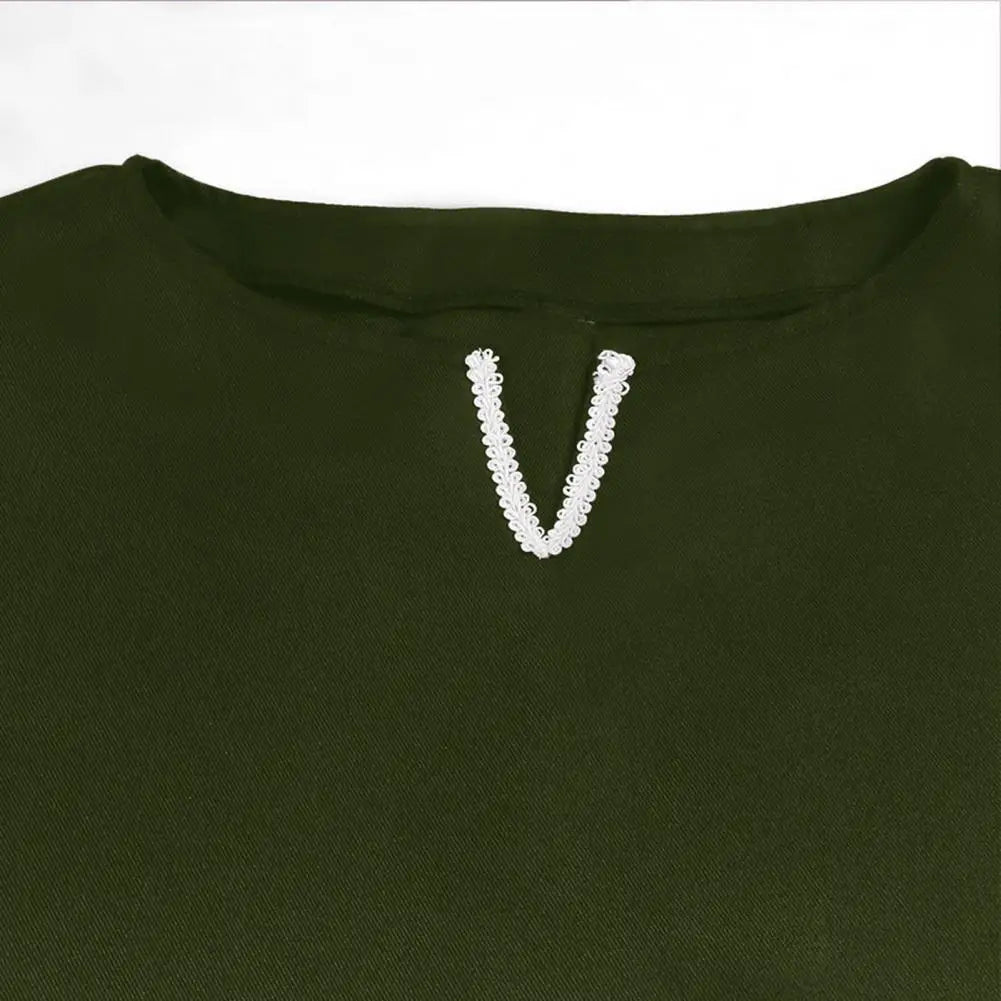 Tunique Viking Médiévale Chemise Col V Sans Manches Avec Ceinture Mi-Longue Grande Taille Cosplay Performance Déguisement Halloween Haut de Pirate