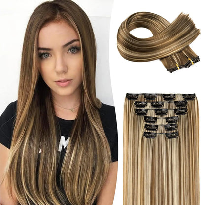 Clip In Hair Extensions Hair Extensions Thick Long Lace Weft Lightweight Synthetic Hairpieces For Women