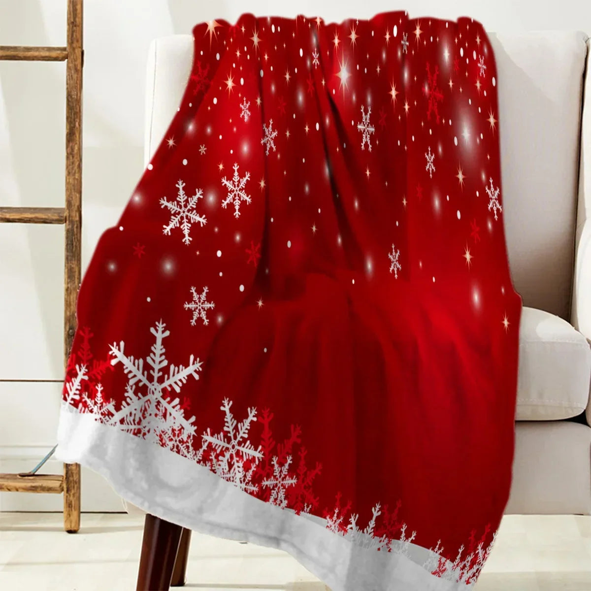 Christmas Snowflake Red Throw Blanket Portable Warm Blanket Blankets For Beds Home Decor Sofa Blanket