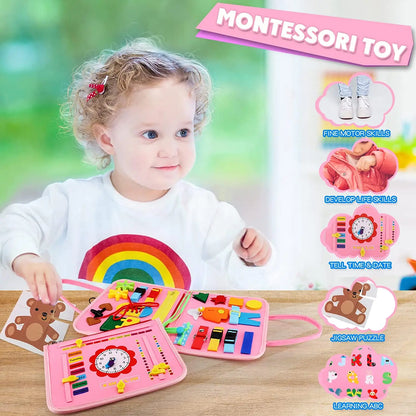 Montessori Toys Busy Board Sensory Activity Developing Board for Motor Skills,Learning Board for Toddlers  Christmas Gift