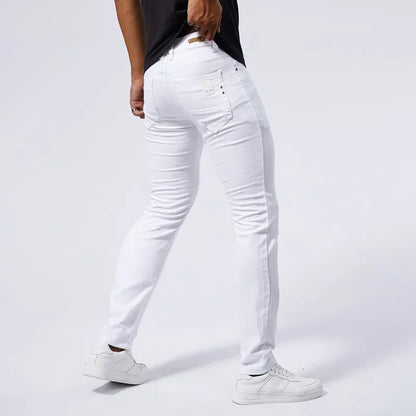 Jeans décontracté blanc pour hommes Nouveau pantalon en denim Confortable Mode extensible Coupe ajustée Droite Pantalon Homme Vêtements Streetwear