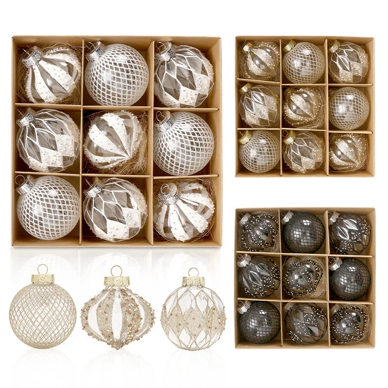 8cm PET Clear Decorative Christmas Ball Christmas Tree Ornament Sequin Christmas Decorative Ball Xmas Ornaments Home Decor