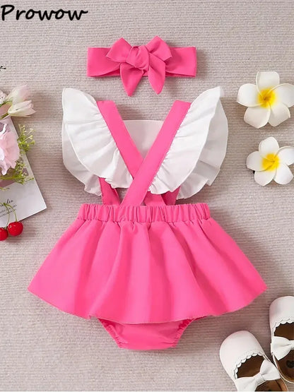 Vêtements bébé fille Prowow été lettre imprimée patchwork dos nu combinaison robe pour nourrissons nouveau-nés barboteuses robe