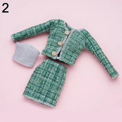 For 1/6 Doll Clothes 29~32cm Doll Plush Coat Skirt Doll Winter Dress Girl Coat Handmade Casual Wear Set Doll Accessories Gift