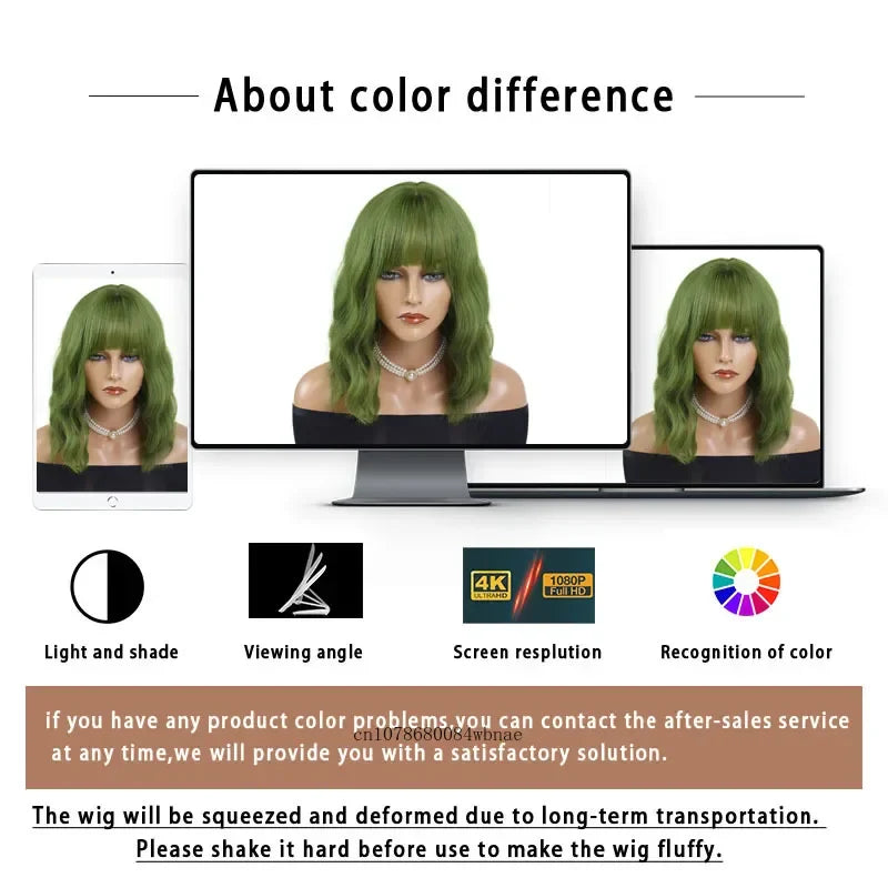 Synthetic Hair Blonde Short Curly Bob Wigs with Bangs Yellow Lolita Cosplay Wig for Women Daily Party Cosplay Heat Resistant