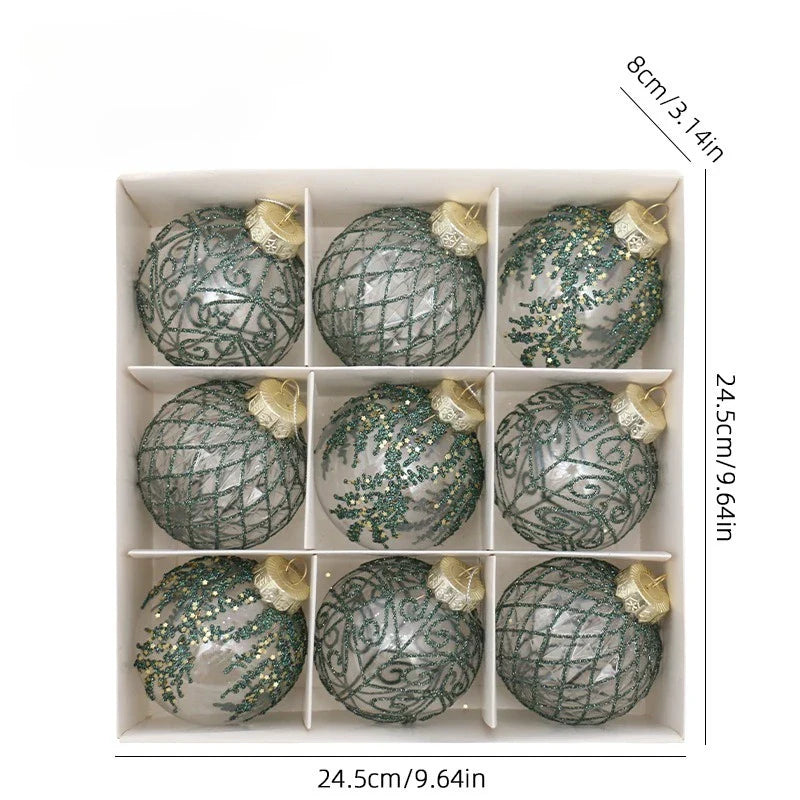 8cm PET Clear Decorative Christmas Ball Christmas Tree Ornament Sequin Christmas Decorative Ball Xmas Ornaments Home Decor