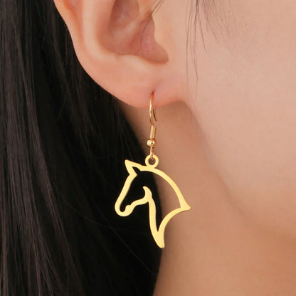 My Shape Boucles d'oreilles tête de cheval pour femme, acier inoxydable, goutte de cheval, boucle d'oreille pendante, bijoux amoureux, cadeaux du Nouvel An