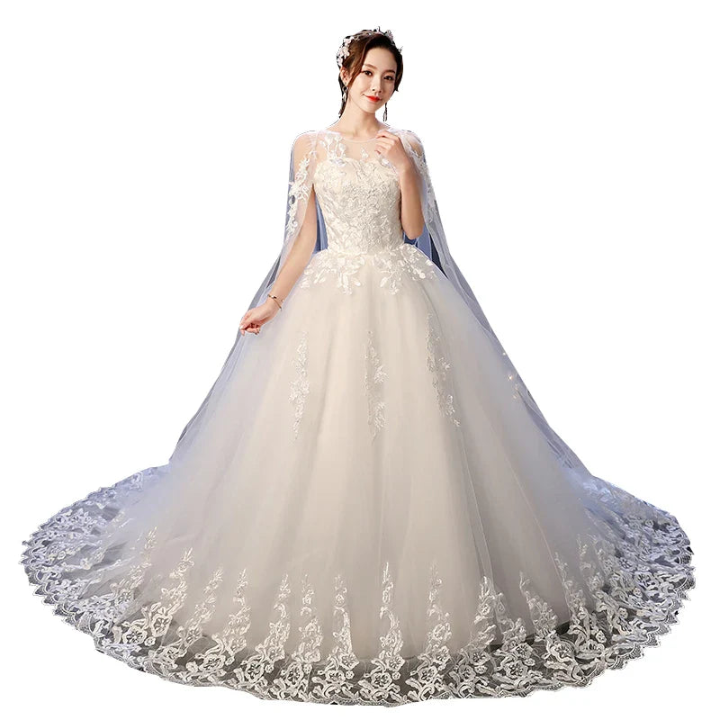 Robe de mariée personnalisée à lacets, broderie, traîne, princesse, vintage, grande taille, robes de bal