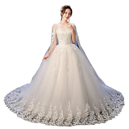 Robe de mariée personnalisée à lacets, broderie, traîne, princesse, vintage, grande taille, robes de bal