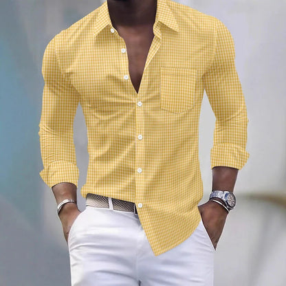 Chemise classique à carreaux pour hommes, manches longues, revers boutonné, business décontracté, rue, confortable, livraison rapide