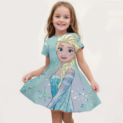 Déguisement Elsa pour Fille, Fête d'Anniversaire, Robe de Princesse Bleue à Manches Longues, Vêtement de Carnaval pour Enfants