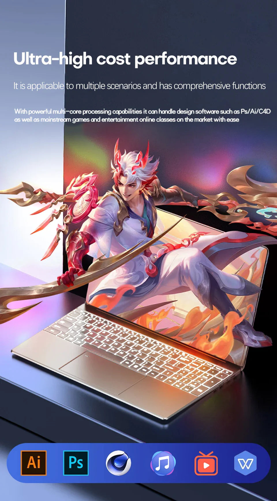 Xiaman Ordinateur portable 15,6" Intel Pentium 7505 Windows 11 Dual Core PC portable portable pour gamer avec déverrouillage par empreinte digitale