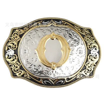 Boucle de ceinture avec lettres de A à Z, accessoires en alliage doré, style denim occidental