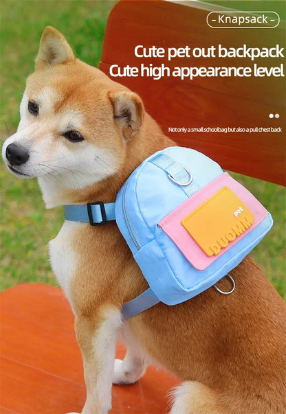 Sac à dos portable pour animaux de compagnie avec collier SFP, sacs à crottes, sacs de récompense, voyage en plein air, entraînement de chien, friandises pour chiots, poudres anale.