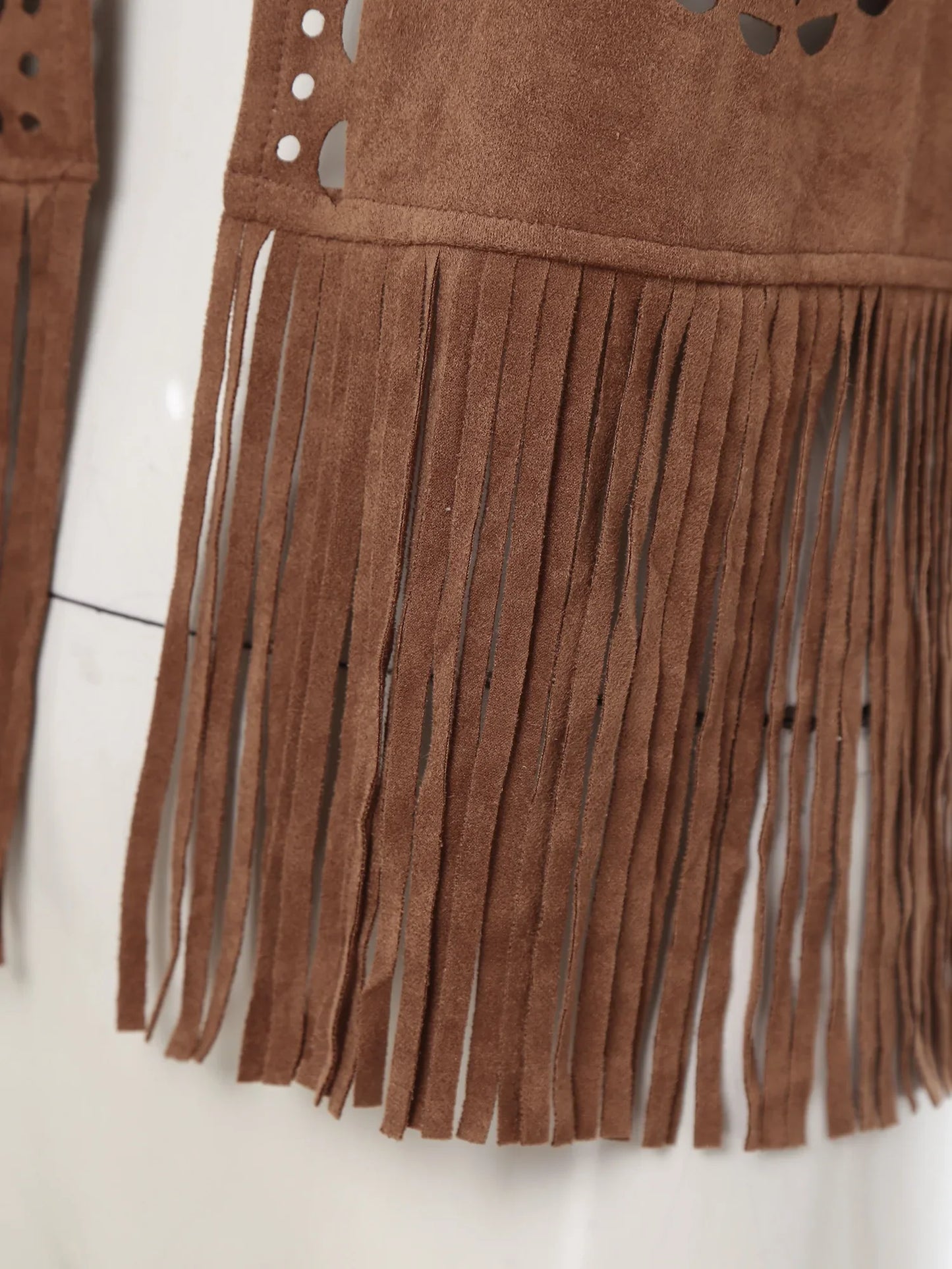 Costume de Cosplay Hippie pour femmes, Cowgirl occidentale, Vintage, débardeur à franges ajourées, gilet à franges, gilet Disco des années 70 en Faux daim