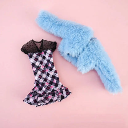 For 1/6 Doll Clothes 29~32cm Doll Plush Coat Skirt Doll Winter Dress Girl Coat Handmade Casual Wear Set Doll Accessories Gift