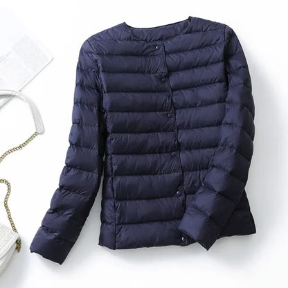 2024 New Spring Winter Women Liner Warm Down Jackets Ultralight Collarless Portable Female Padded Parkas O-Neck Puffer Overcoat