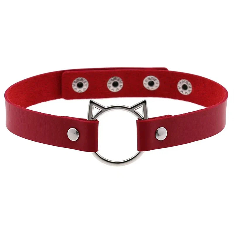 Collier gothique d'Halloween en cuir PU avec tête de chat, collier doux Y2k, cadeau de mode pour femme, cadeau de Noël pour la Saint-Valentin