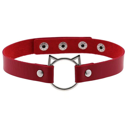 Collier gothique d'Halloween en cuir PU avec tête de chat, collier doux Y2k, cadeau de mode pour femme, cadeau de Noël pour la Saint-Valentin