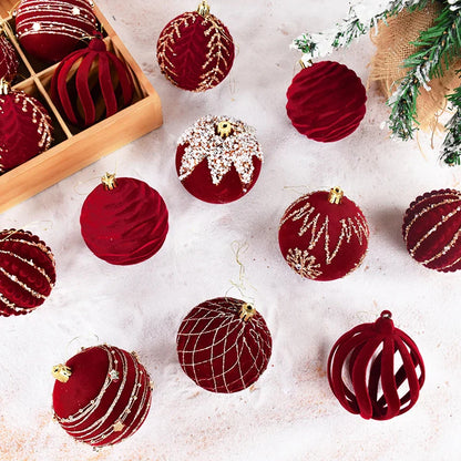 Grandes Boules de Noël Rouge de 8cm, Décorations pour la Maison, Cadeau de Nouvel An, 2024, 2025