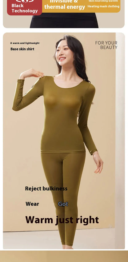 Sous-vêtement thermique femme vêtements d'hiver sans couture épais Double couche Lingerie chaude femmes ensemble de vêtements thermiques femme 2 pièces