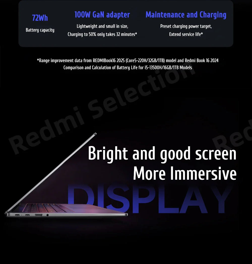 Xiaomi REDMI Book 16 Laptop 2025 Intel Core 5 Processor 220H Intel Graphics 16G/32G RAM 1TB SSD 16-inch 2.5K Screen Notebook PC