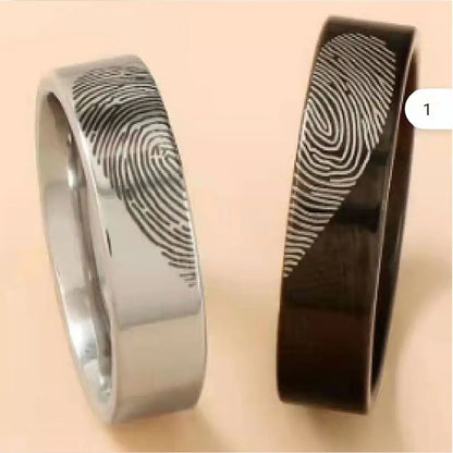 Bague de couple Léon en acier inoxydable, coeur, empreinte digitale, breloque, accessoires de bijoux, mode, amoureux, jour, 1 paire
