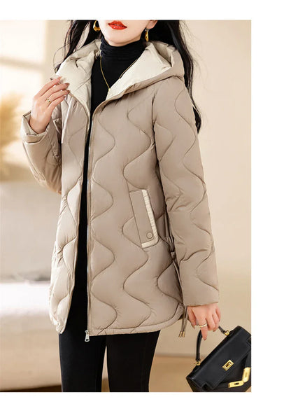 2024 New Winter Jacket Parkas Women Coat Fur Collar Hooded Overcoat Female Jacket Parka Thick Warm Cotton Padded Outwear