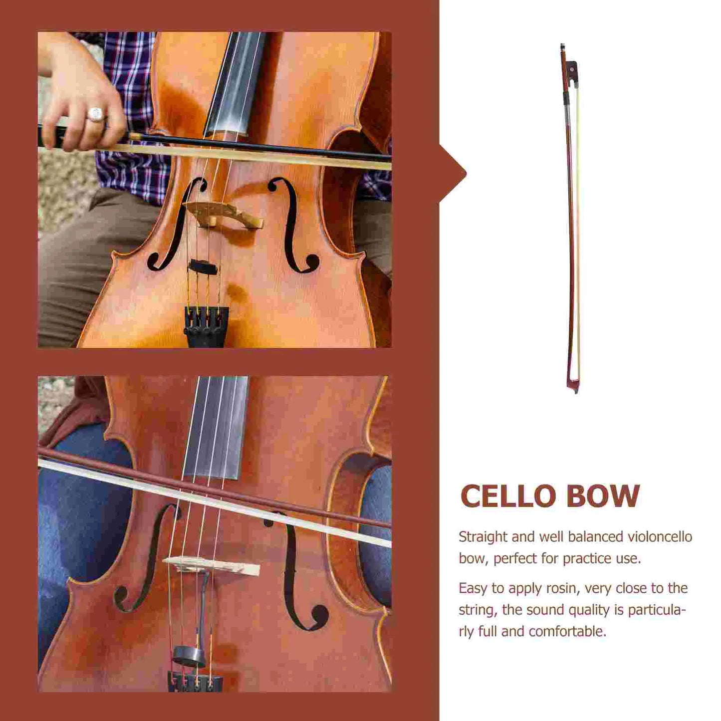 Accessoires pour violoncelle, instrument de musique à cordes, violon, queue de cheval, anciers d'étudiant, arc pleine grandeur, 4