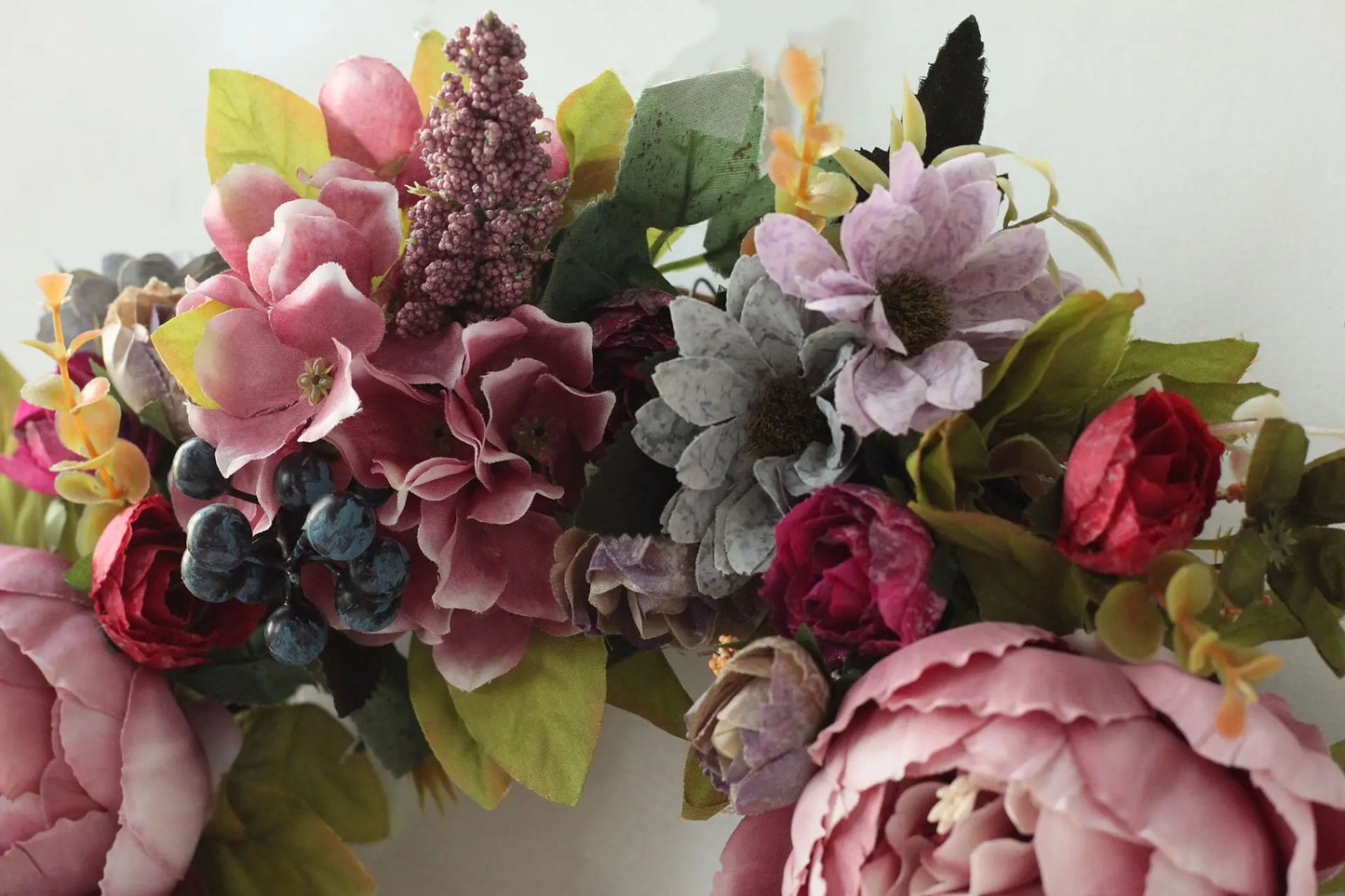 Artificial Retro Peony Flower Wreath 35CM Candlestick Wreath Christmas Halloween Decorative Flower Wedding Home Decor