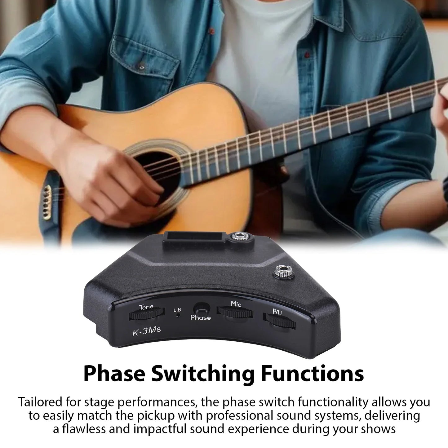 Sound Hunter guitare acoustique micro de trou de son micro piézoélectrique actif 2 Modes de micro piézo et micro prend en charge le tonalité du Volume