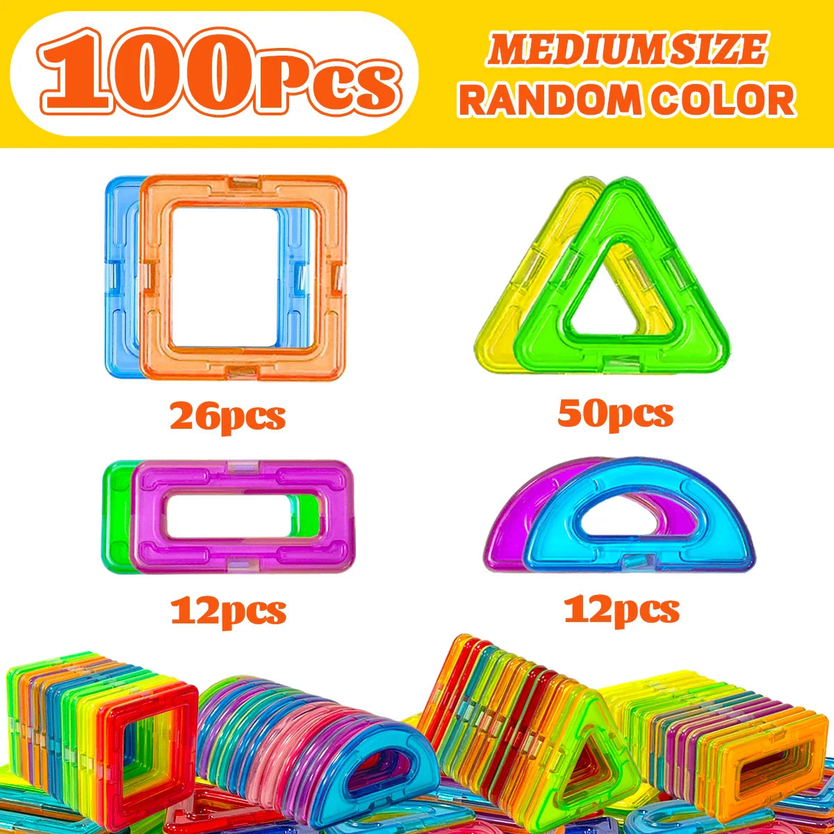 Blocs de construction magnétiques de taille moyenne, jeu de construction magnétique à monter soi-même, jeu de construction pour enfants, cadeau pour enfants, jouet cadeau d'anniversaire ou d'Halloween