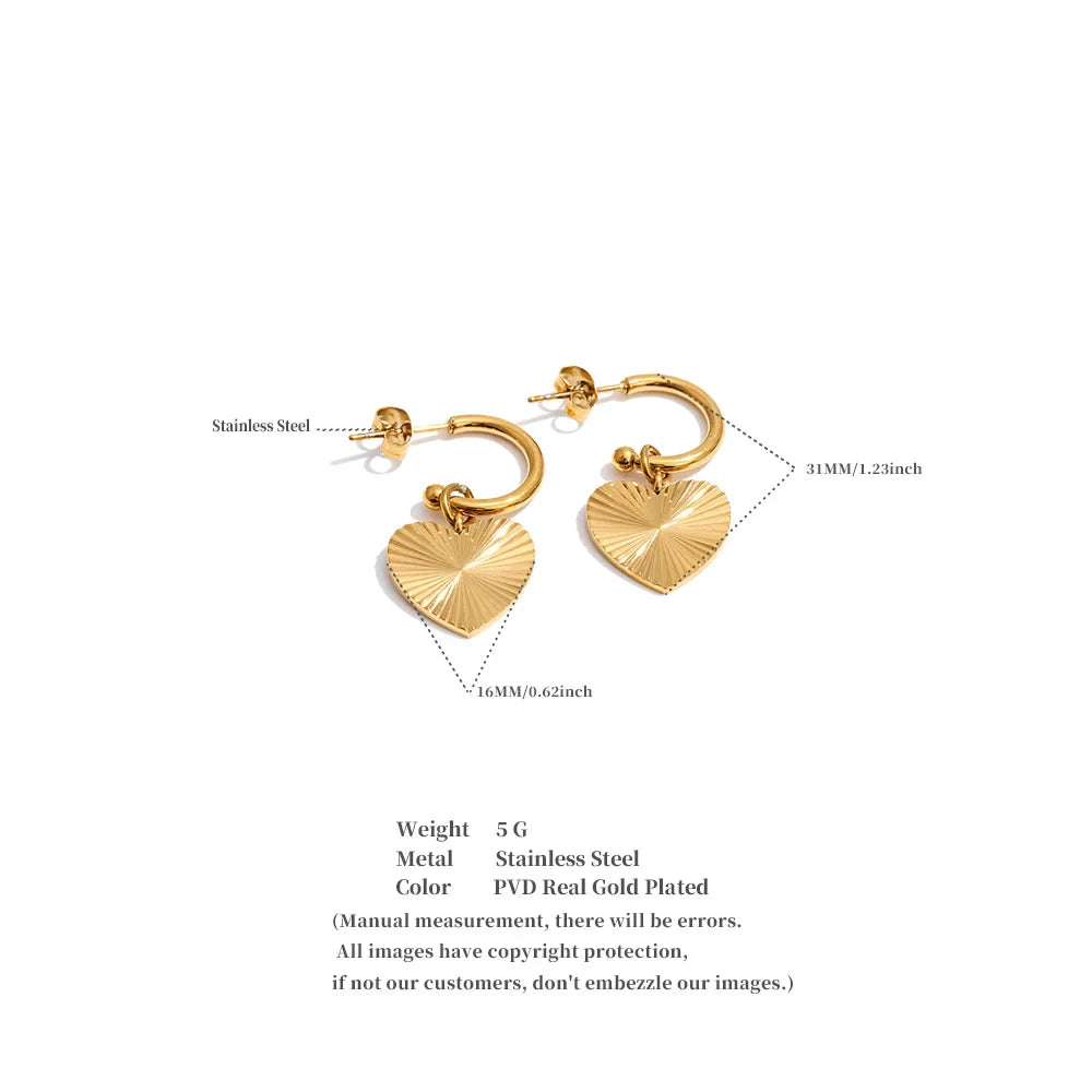 Yhpup – boucles d'oreilles pendantes en forme de cœur en acier inoxydable, pour toutes les Occasions, cadeau de saint-valentin, bijoux classiques antirouille