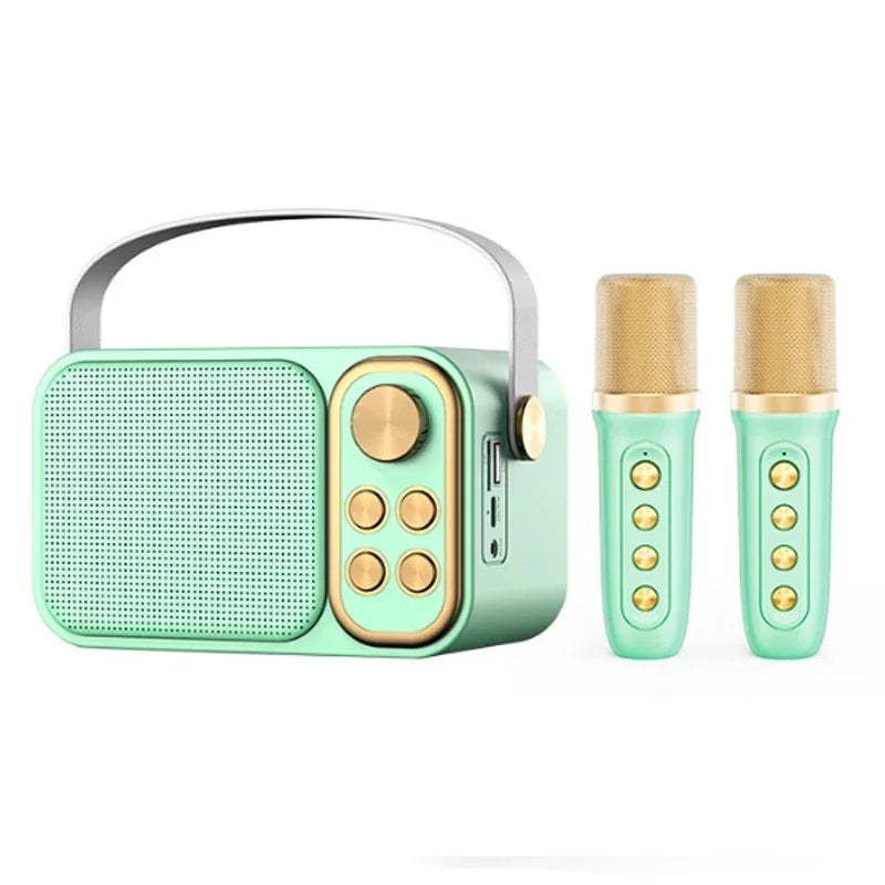 Bluetooth Speaker Accessory Portable RGB LED Light Karaoke With 1-2 Wireless Microphones Effects HIFI Stereo Surround Voice