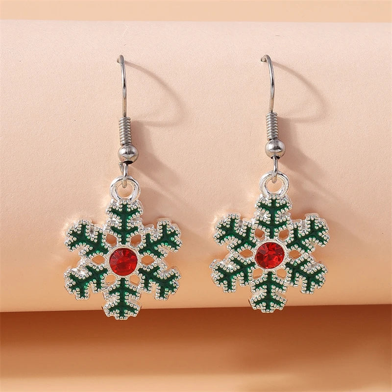 Fashion Merry Christmas Tree Deer Snowflake Santa Claus Drop Earrings for Women Girls New Year Party Festival Jewelry Gifts