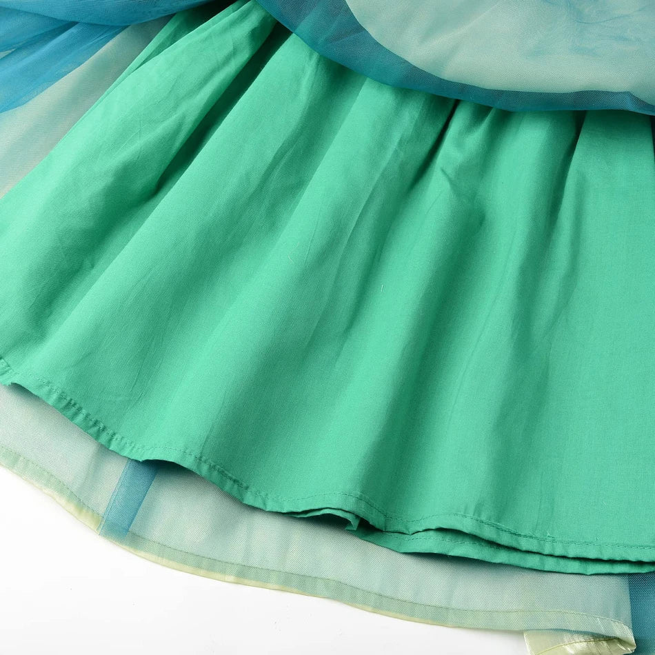 Robe de princesse de cosplay Anna pour filles, costume en maille à manches lanternes, pour fête d'anniversaire, carnaval, Halloween, robe de bal pour enfants