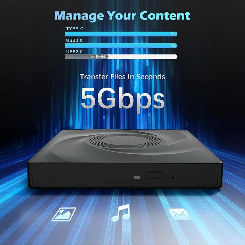 External Bluray Drive for Laptop PC BD/CD/DVD Read&Write Portable Blu ray Player Optical Drives USB 3.0 CD Burner