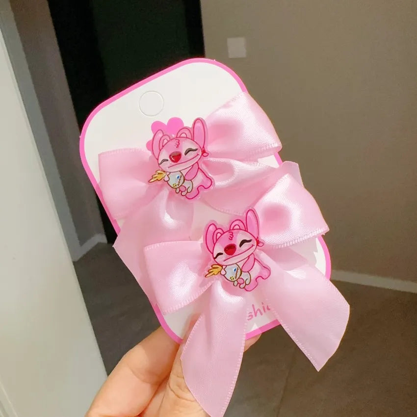 New Stitch Half Pack Fabric Bow Small Hair Clip Cute Cartoon Press Clip Female Children's Hair Accessories Shattered Hair Clip