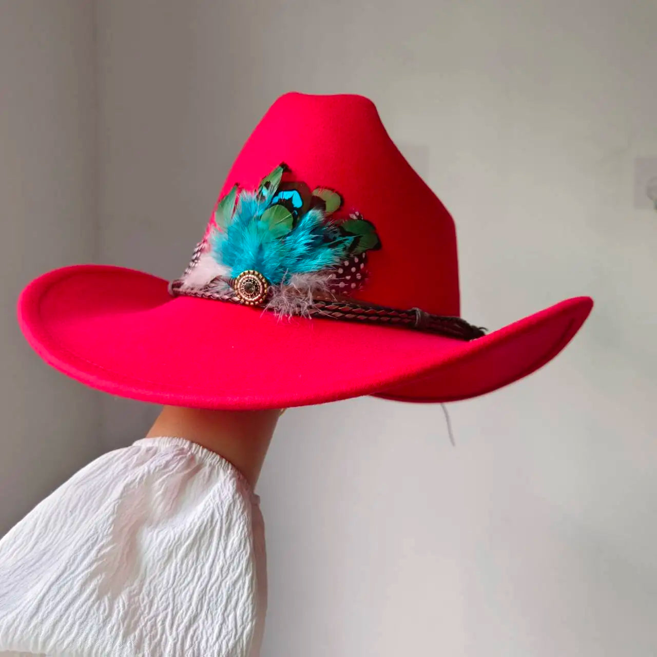 Chapeau de cowboy occidental à large bord pour homme, casquettes d'église Everche, Fascinateur vintage, chapeau de cowgirl jazz, zones bre, nouveau, 9cm