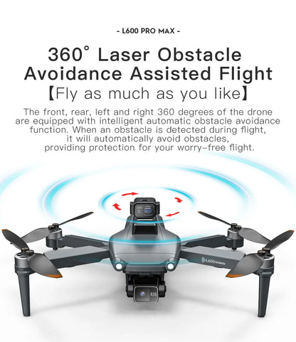 Nouveau Drone GPS L600 PRO MAX/PRO 5KM 4K professionnel HD double caméra 3 axes cardan 360 ° Jouet quadrirotor sans balais pour éviter les obstacles