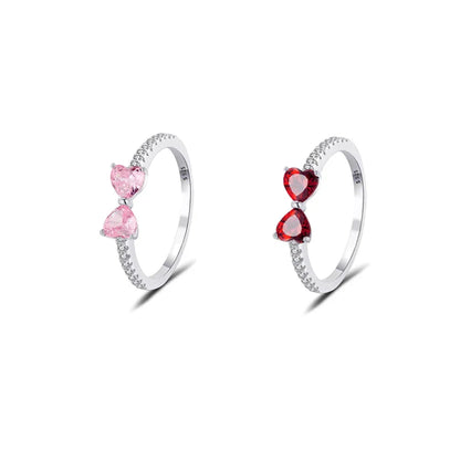 Bague en argent Sterling 925 plaqué rose rouge scintillant, bague en forme de cœur pour femmes, cadeau de fête de mariage, bijoux de saint valentin 2025