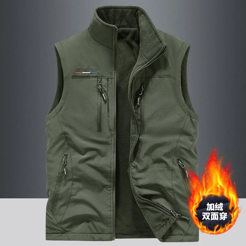 Gilet Homme Automne Polaire Extérieur 4XL Utilité Tactique Multi-poches Techwear Randonnée Pêche Photographie Safari Cargo