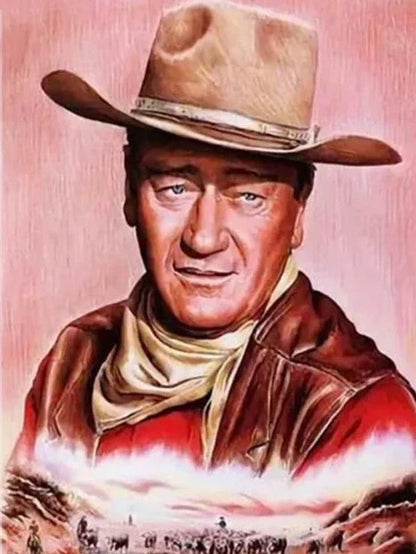 5D DIY Diamond Painting Cowboy John Wayne Full Round Diamond Mosaic Picture of Rhinestones Diamond Embroidery Home Decoration