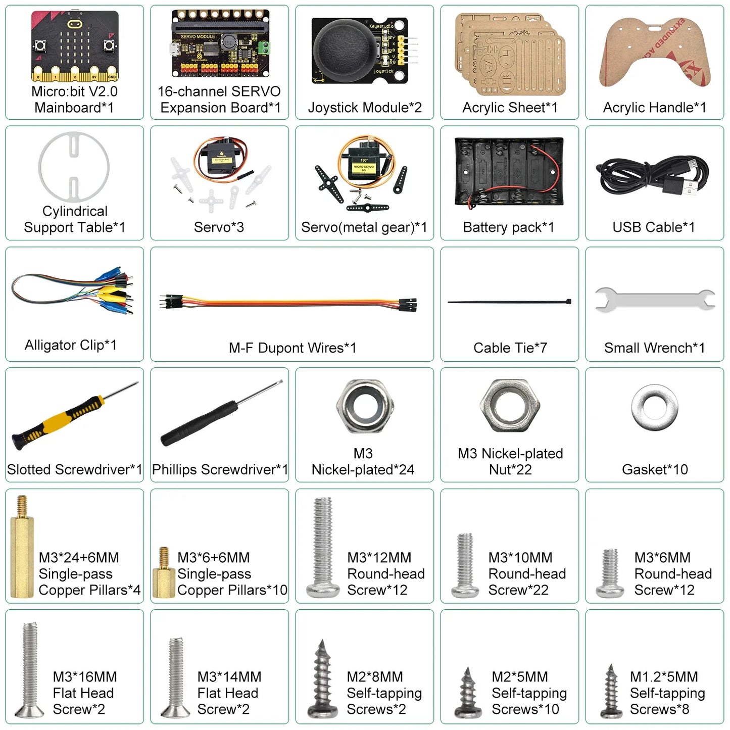 Keyestudio – Kit de bras de Robot Microbit 4DOF, pour BBC Micro:bit Stem, Kit éducatif avec programmation MakeCode/Python, 14 + adolescents