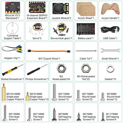 Keyestudio – Kit de bras de Robot Microbit 4DOF, pour BBC Micro:bit Stem, Kit éducatif avec programmation MakeCode/Python, 14 + adolescents